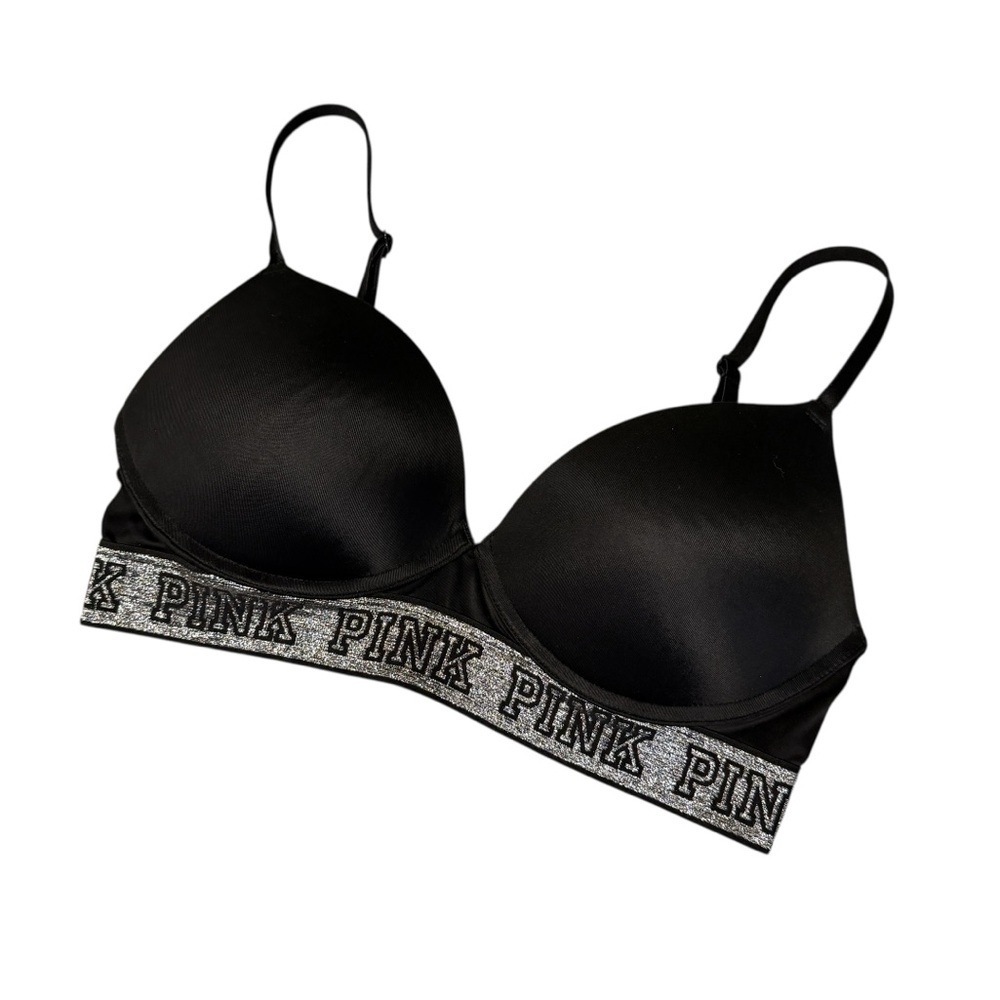 PINK Victoria's Secret Wear Everywhere Wireless Push-Up Bra Black Size 34C #2038